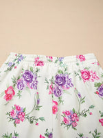 Floral Print Round Neck Top and Drawstring Pants Lounge Set