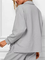 Side Slit Textured Top and Drawstring Pants Set