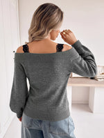 Off-Shoulder Lace Trim Sweater