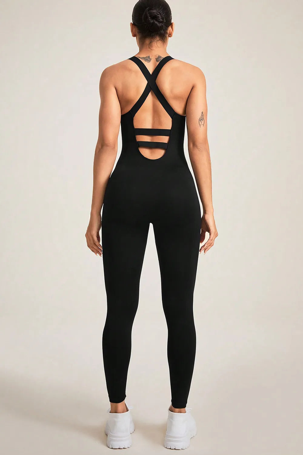 Crisscross Wide Strap Jumpsuit - Ladyez