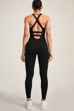 Crisscross Wide Strap Jumpsuit - Ladyez