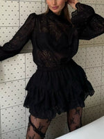 Lace Long Sleeve Top and Skirt Set