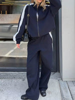 Zip Up Long Sleeve Outerwear and Pants Set