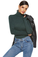 Ribbed Turtleneck Long Sleeve Bodysuit - Ladyez