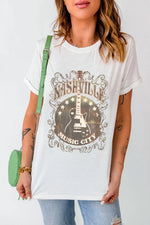 Guitar Graphic Round Neck Short Sleeve T-Shirt