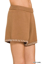 Zenana Stitch Detailed Sweater Shorts