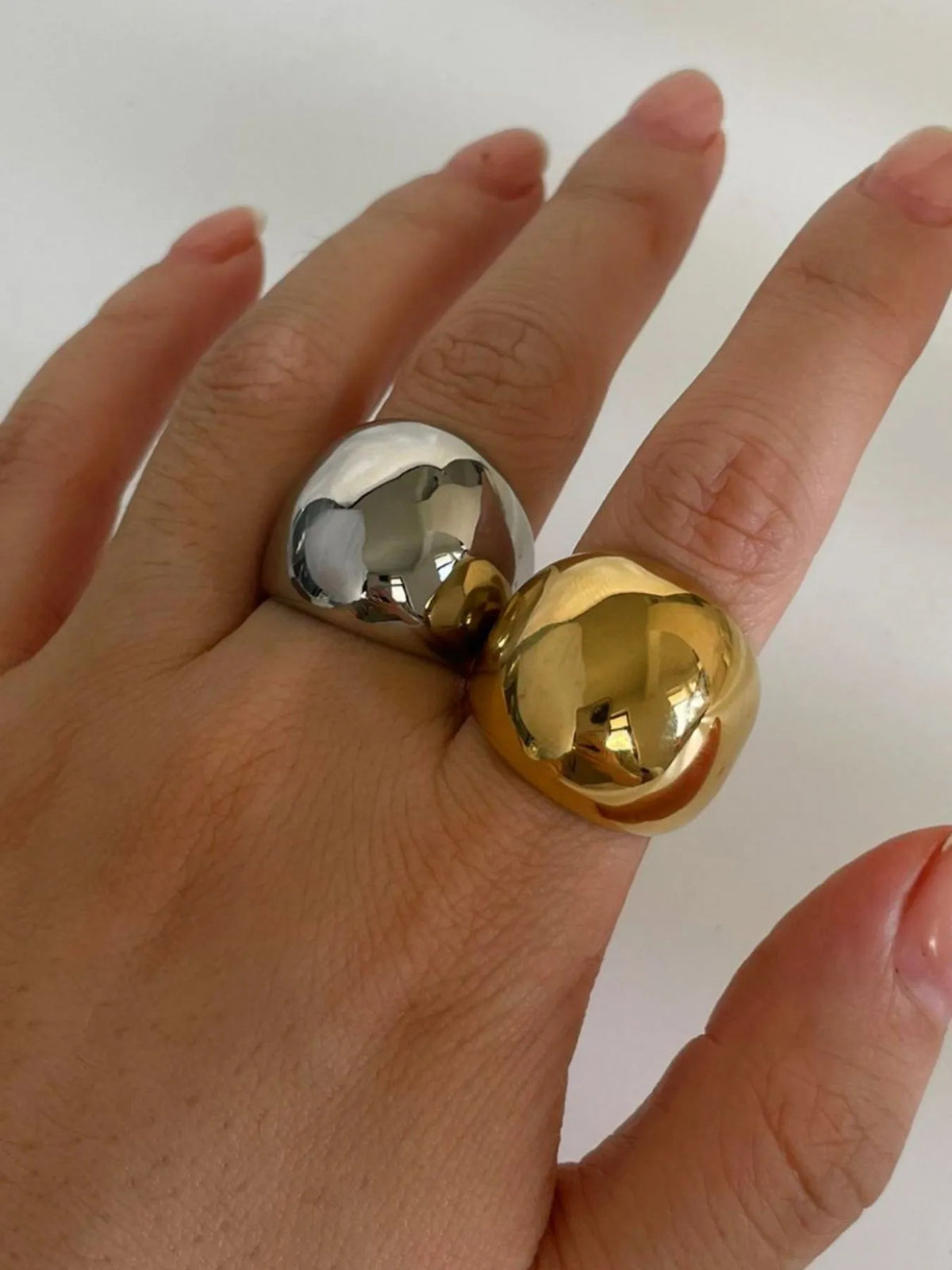2-Piece Stainless Steel Bubble Statement Ring - Ladyez