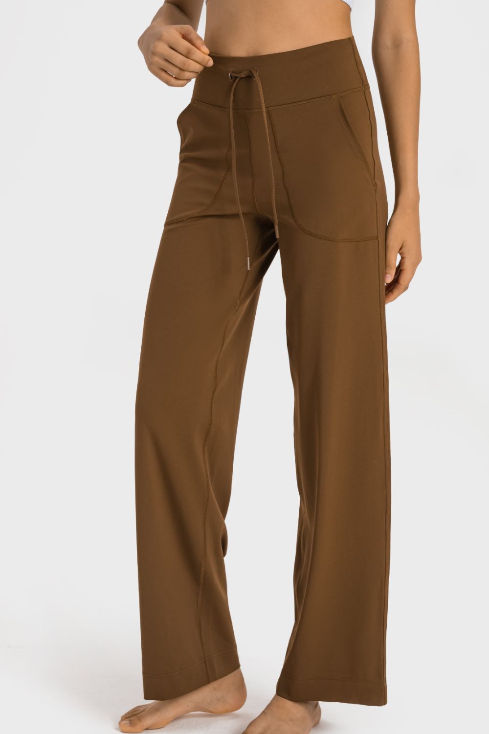 Millennia Drawstring Waist Wide Leg Sports Pants with Pockets - Ladyez