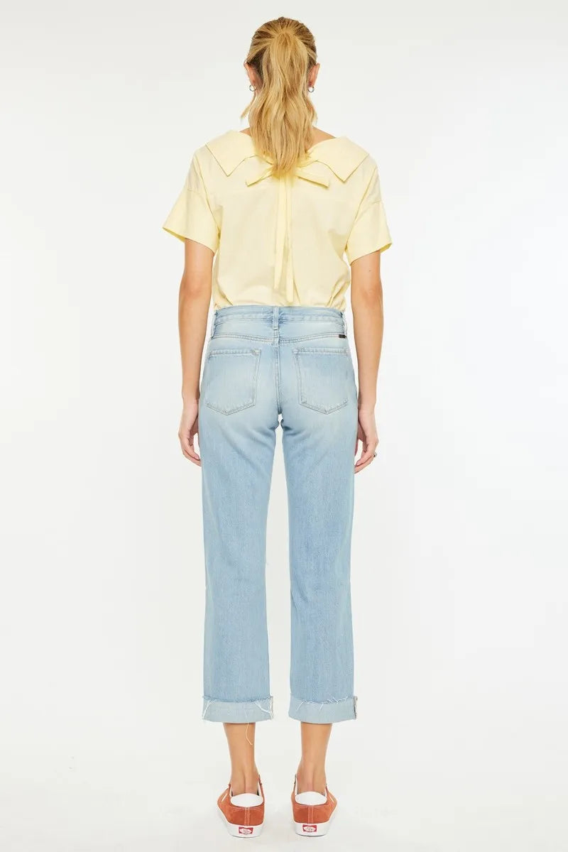 Kancan Mid Rise Distressed Boyfriend Jeans - Ladyez