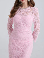 Lace Long Sleeve Midi Dress