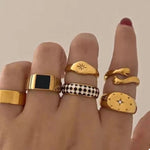 6 Piece 18K Gold-Plated Ring