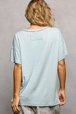 POL Round Neck Short Sleeve T-Shirt with High Low Hem