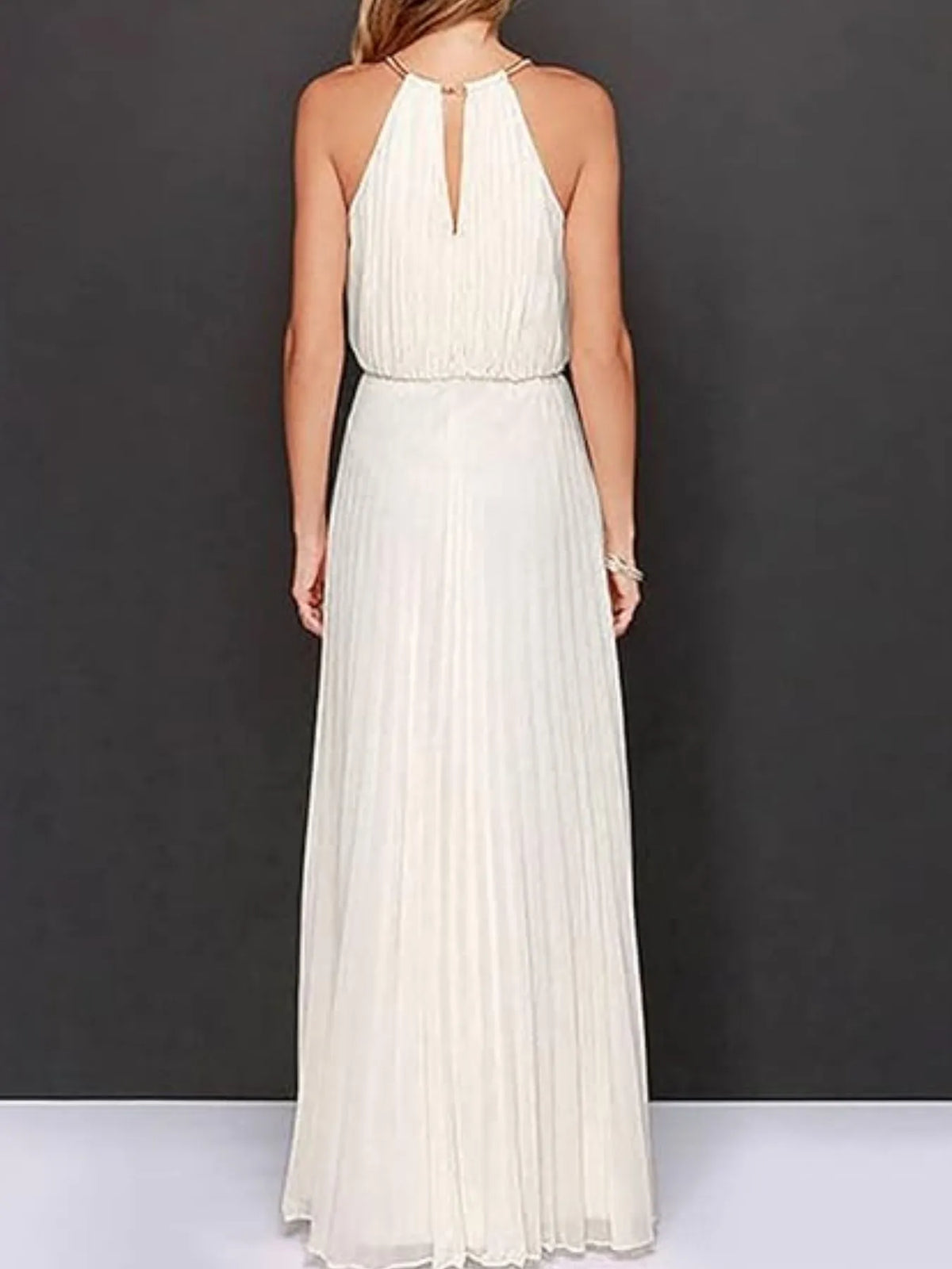 Pleated Sleeveless Maxi Tank Dress - Ladyez