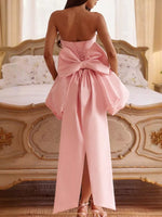 Elegant Strapless Bowknot Bubble Hem Mini Dress