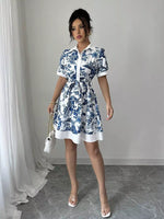 Floral Print Button-Front Shirt Dress