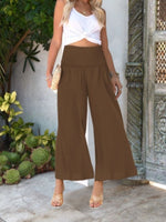 Wide-Leg Smocked Waist Pants