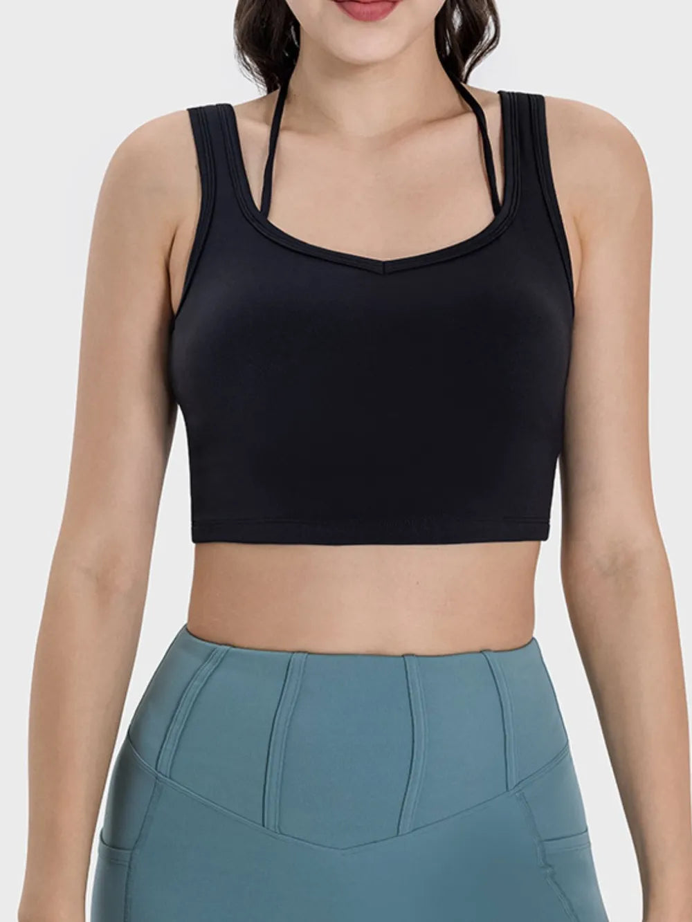 Millennia Crisscross Square Neck Active Tank - Ladyez