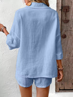 Button Detail Top and Shorts Set