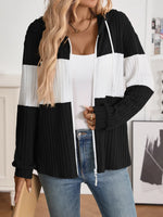 Drawstring Color Block Zip Up Outerwear