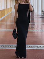 Asymmetrical Tied Sleeveless Maxi Dress - Ladyez