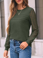 Lace Sleeve Crew Neck T-Shirt