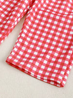 Children's Embroidered Sweatshirt and Gingham Pants Set