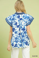 Umgee Floral Split Neck Top