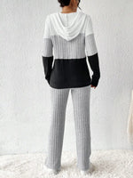 Color Block Half Zip Hooded Top and Pants Set