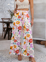 Devine Drawstring Printed Wide Leg Pants