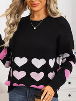 Valentine's Day Heart Pattern Crew Neck Sweater