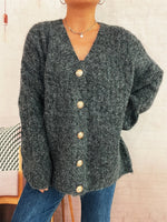 Cable Knit Button-Up Cardigan