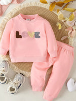 Children's Letter Round Neck Top and Pants Set