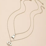 2 Piece Halloween Ghost & Pumpkin Pendant Necklace