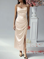 Devine Slit Ruched Maxi Cami Dress - Ladyez