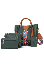 4-Piece Geometric Strap Bag Set - Ladyez