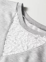 Lace Patchwork Drop Shoulder Top and Drawstring Skort 2pcs Outfit