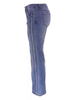 Striped Low-Rise Flare Jeans