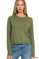 Zenana Lightweight Wool Blend Round Neck Sweater