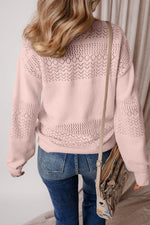 Openwork V-Neck Long Sleeve Sweater
