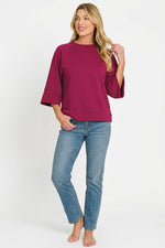Zenana Scuba 3/4 Sleeve Pullover