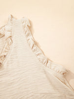 Texture Ruffle Trim V-Neck Tank Top - Ladyez