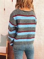 Striped Round Neck Long Sleeve Sweater
