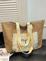 Fringe Straw Shoulder Bag