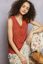 POL Button Down V-Neck Sweater Vest