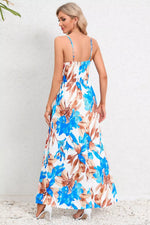 Printed Surplice Maxi Cami Dress - Ladyez