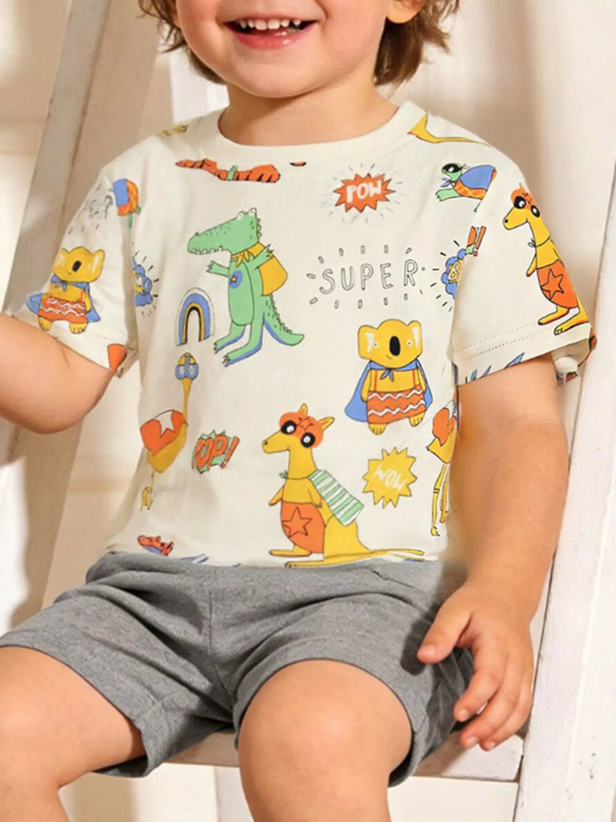 Children's Animal Print Crew Neck T-Shirt