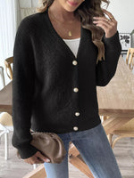 Fuzzy Knit V-Neck Cardigan