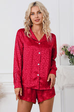 Long Sleeve Shirt and Shorts Lounge Set - Ladyez