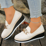 Chain Decor Wedge Loafers
