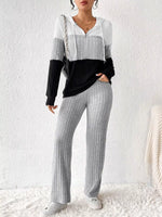 Color Block Half Zip Hooded Top and Pants Set